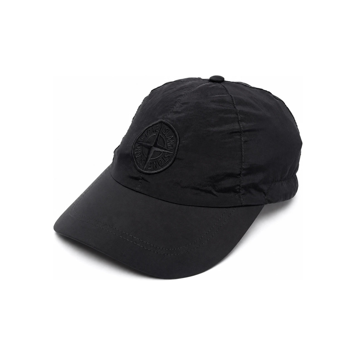 STONE ISLAND Logo Embroidered Nylon Cap Black