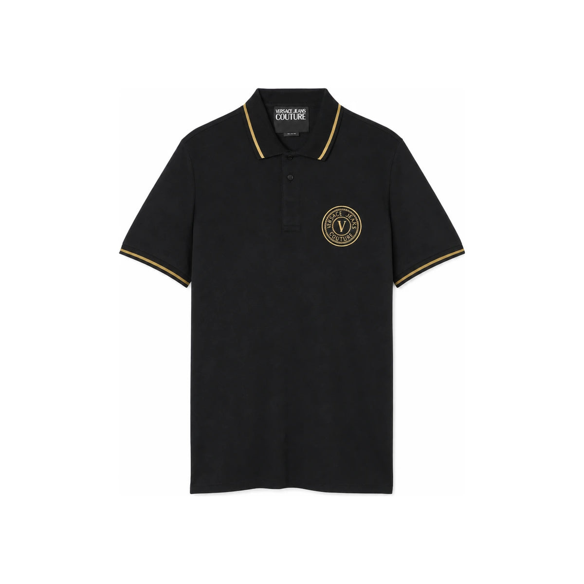 Versace V Emblem Logo Embroidered Black Men’s Polo Shirt