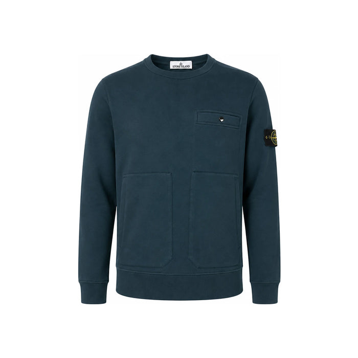 STONE ISLAND Dark Blue 15th Anniversary Patch 3-Pocket Crewneck Sweatshirt