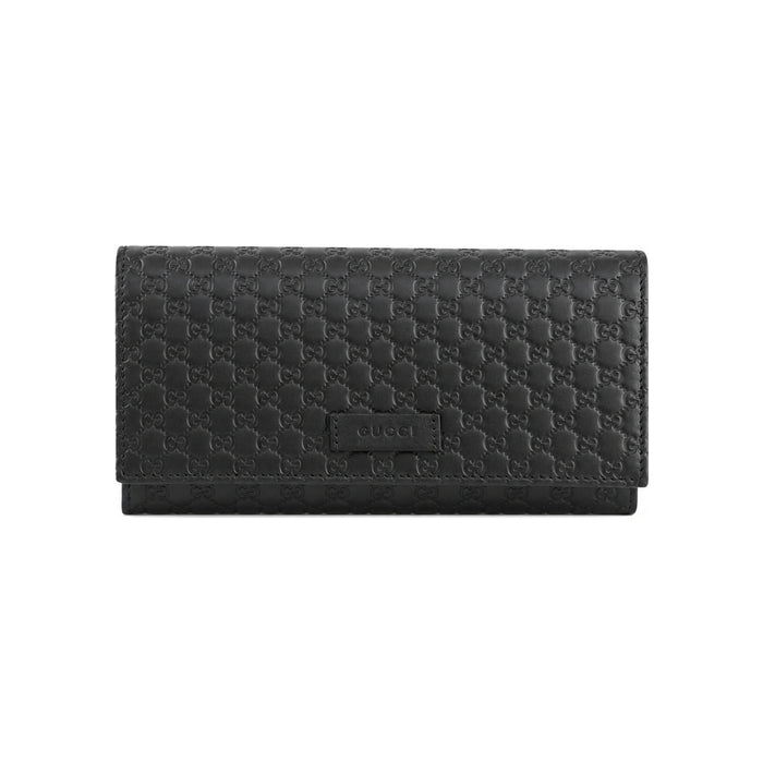 GUCCI Black Leather Long Wallet for Women