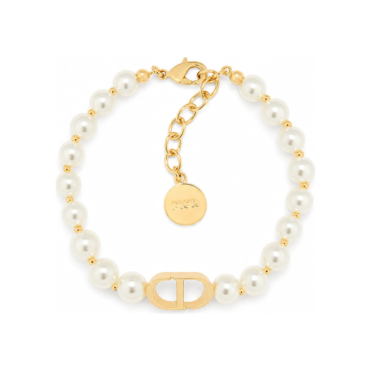 DIOR 30 Montaigne Bracelet Gold-Finish Metal White Resin Pearls