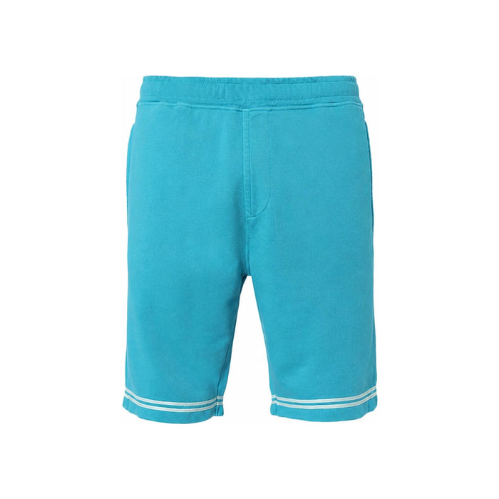 STONE ISLAND Light Blue Cotton Logo Embroidered Half Shorts