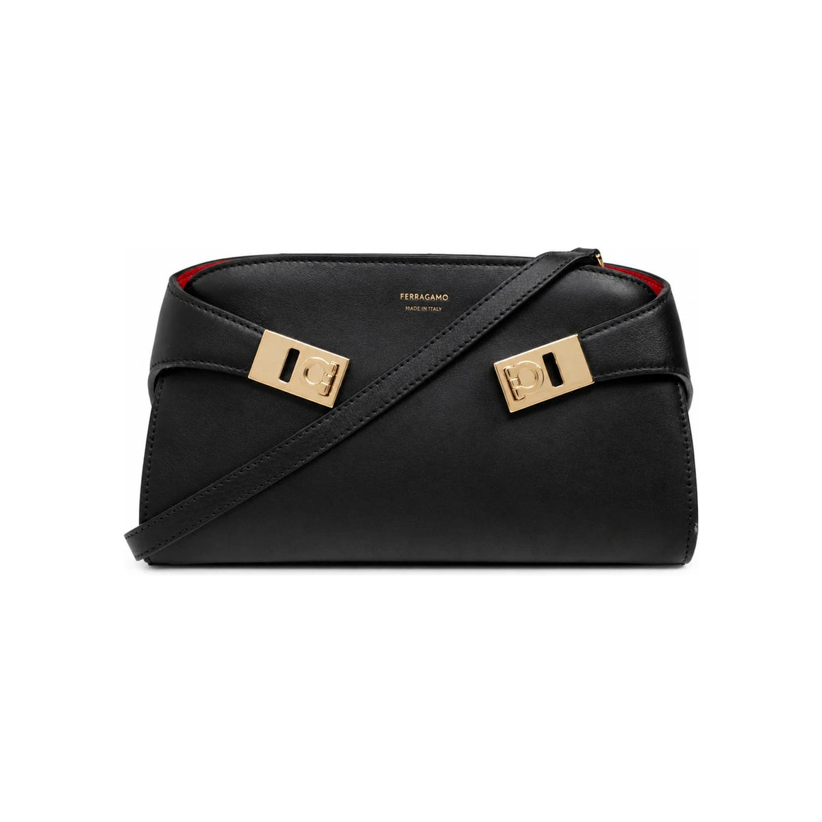 Ferragamo Black Leather Hug Logo Shoulder Crossbody Bag