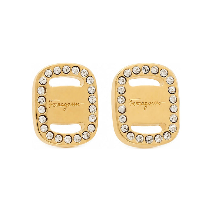 Ferragamo Logo Crystal Small Earrings Gold 76 0224 0717135