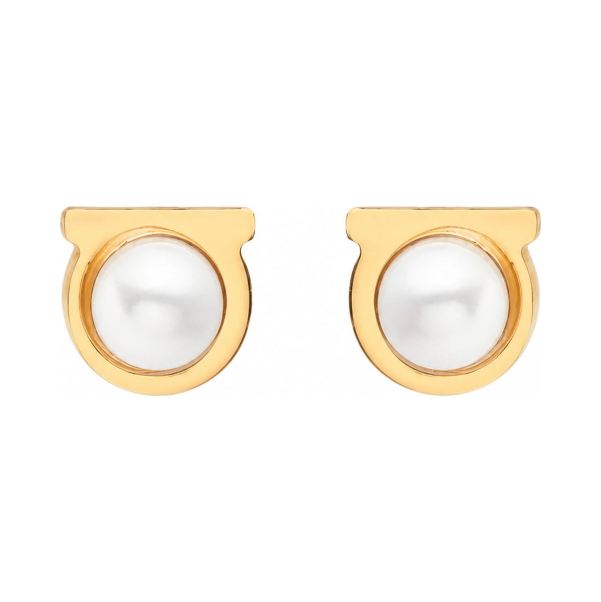 Ferragamo Gold-Tone Logo Stud Earrings for Women 76 0121 0696454