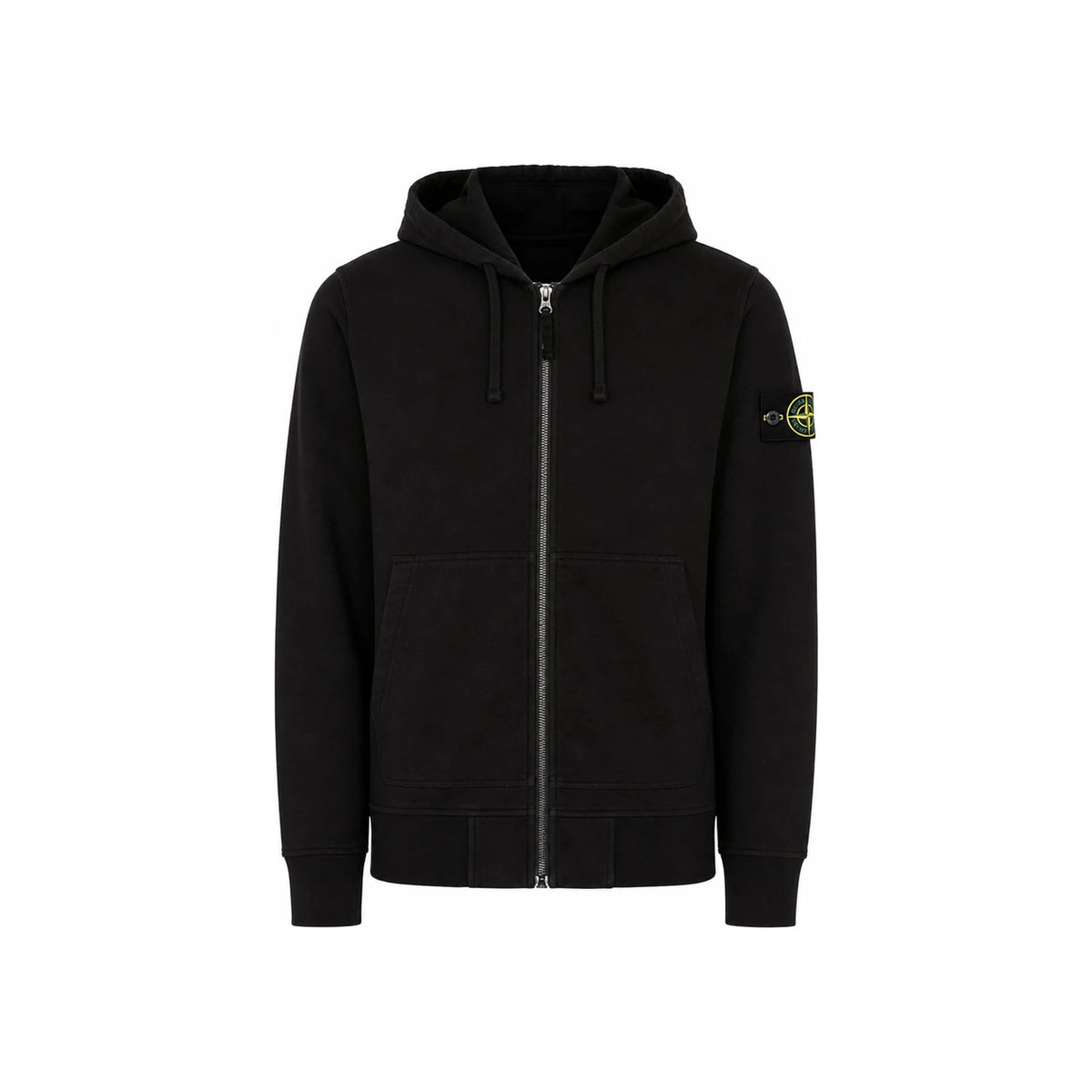 STONE ISLAND Organic Cotton Hooded Zip Jacket Black