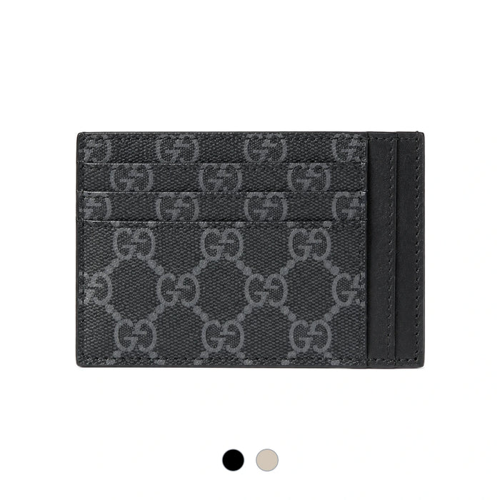 GUCCI GG Emblem Leather Card Case Black Card Holder