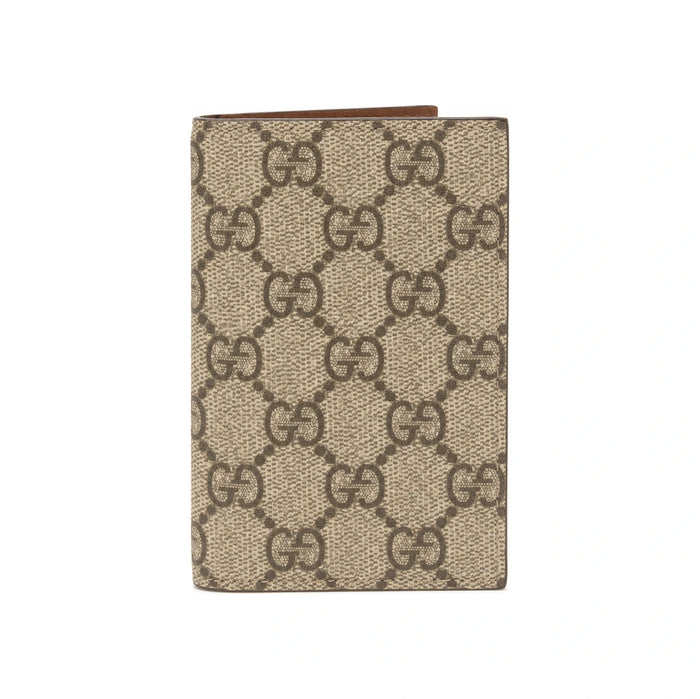 GUCCI GG Emblem Bifold Card Case Brown Leather Cardholder