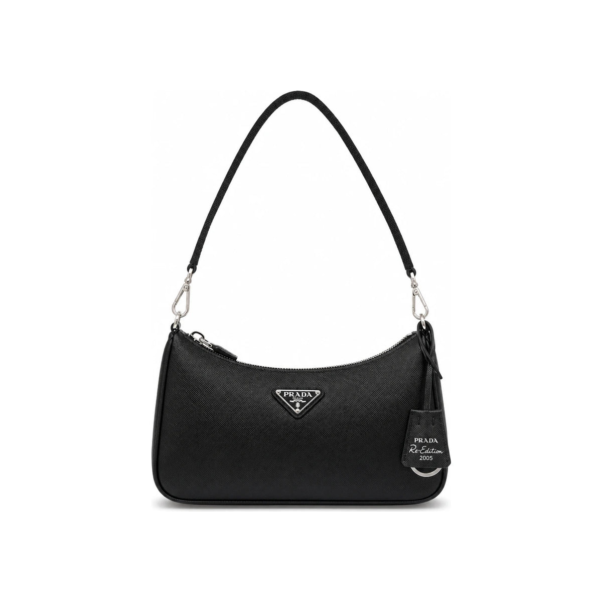 PRADA Black Saffiano Leather Keyring Keychain Unisex Accessory 1PS059 66A F019F