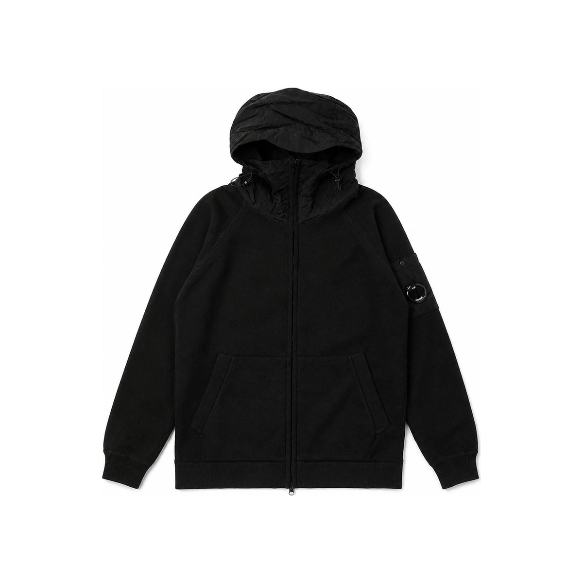 CP Company Cotton Mixed Hooded Knit Sweatshirt Black