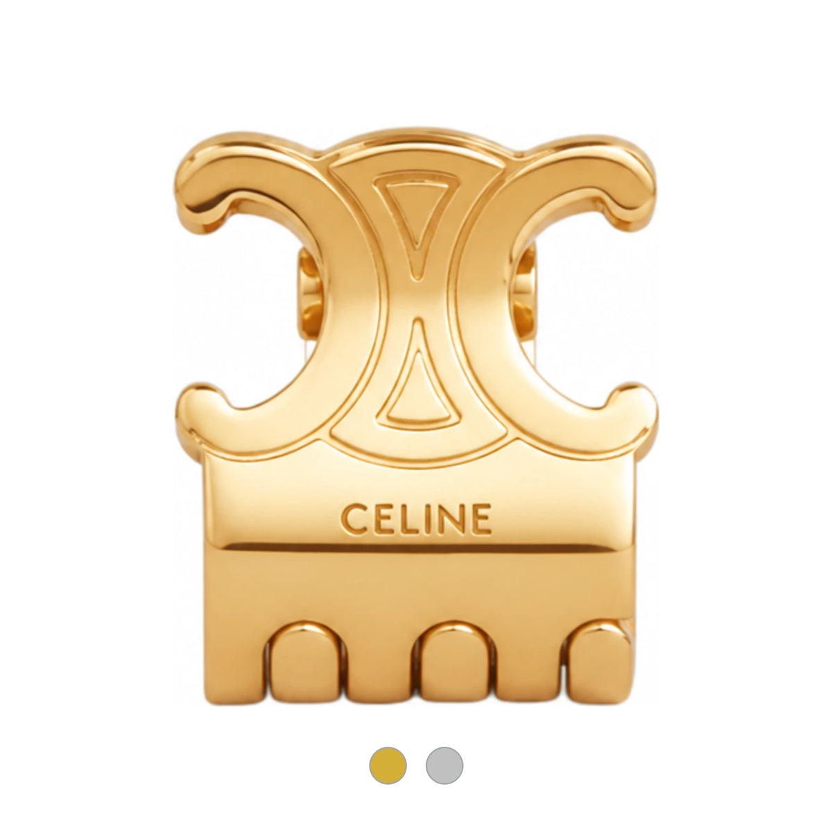 CELINE Mini Hair Claw Set of 3 Rhodium Finish Brass Steel Silver 46Y846SLB 36SI