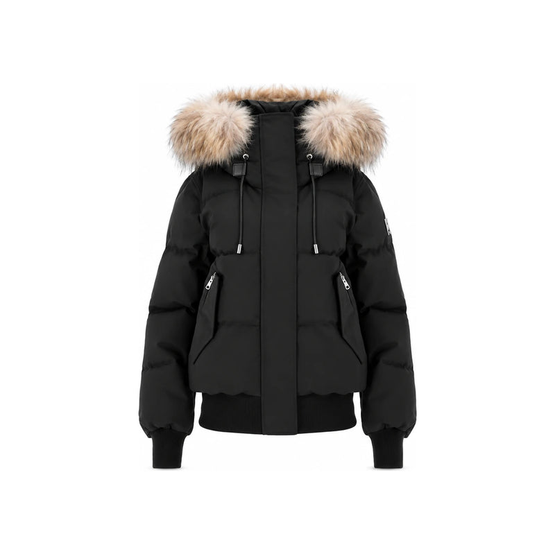 Mackage Black NEFIFZ Nefi FZ Natural Raccoon Fur Women’s Down Jacket
