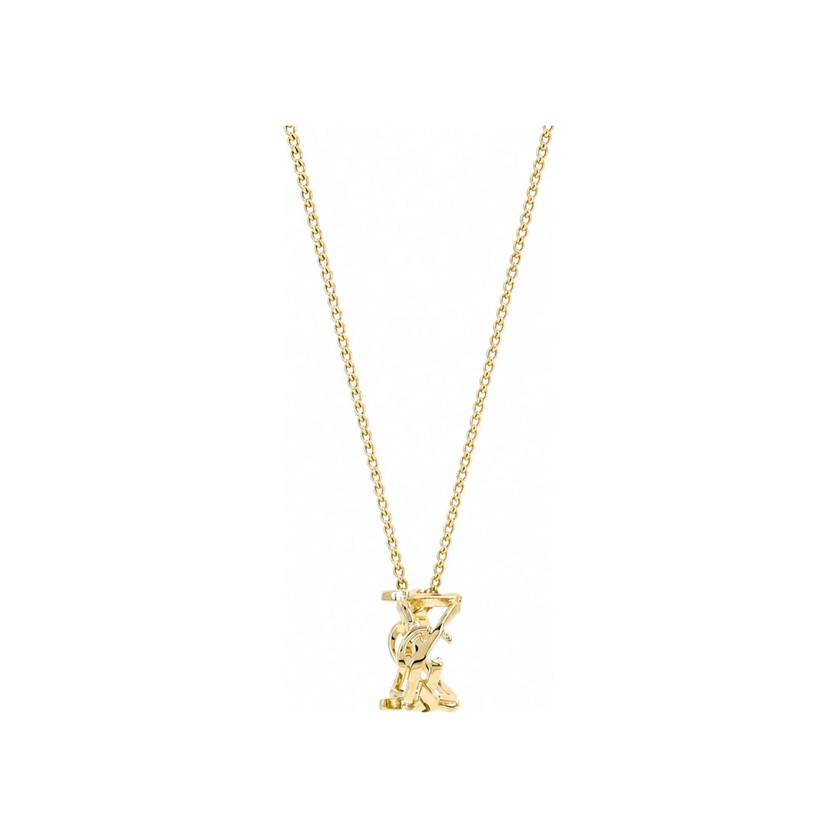 Saint Laurent Gold-Tone Cassandra YSL Logo Pendant Chain Necklace