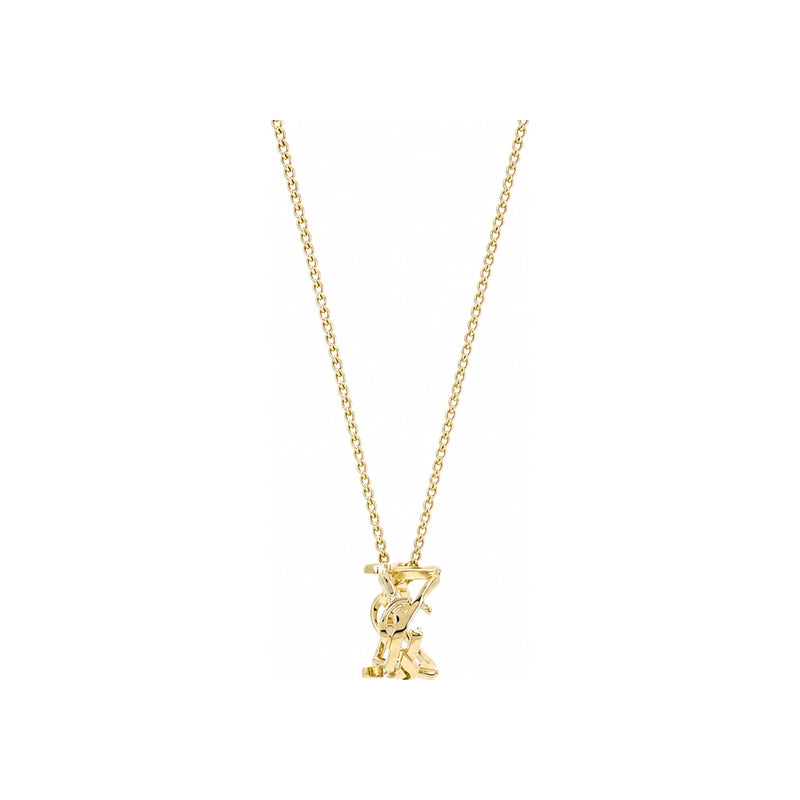 Saint Laurent Gold-Tone Cassandra YSL Logo Pendant Chain Necklace