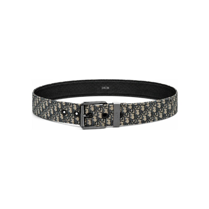 DIOR Men’s Leather Belt 35mm Black Silver Buckle