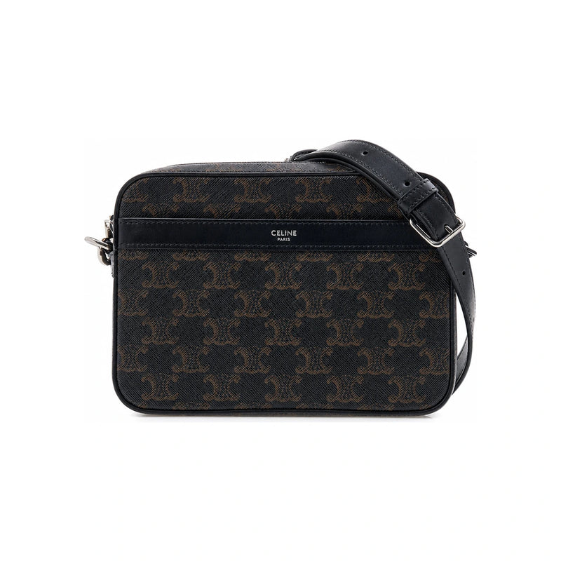 CELINE Triomphe Canvas Calfskin Small Messenger Bag Crossbody