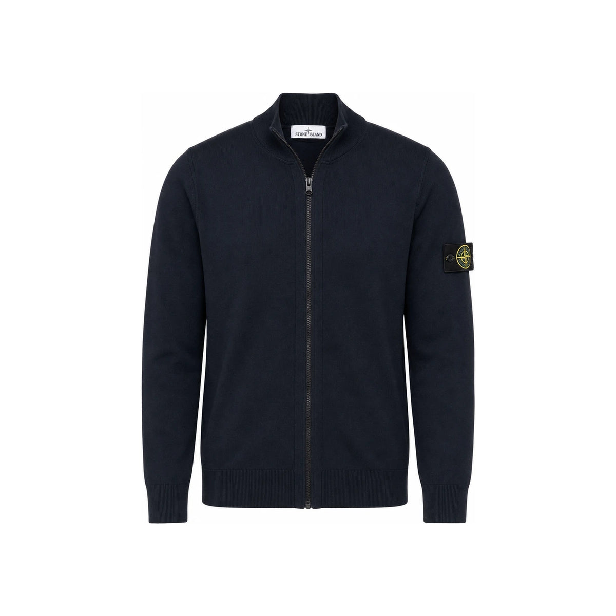 STONE ISLAND Organic Cotton Zip-Up Cardigan Black Men’s Knit