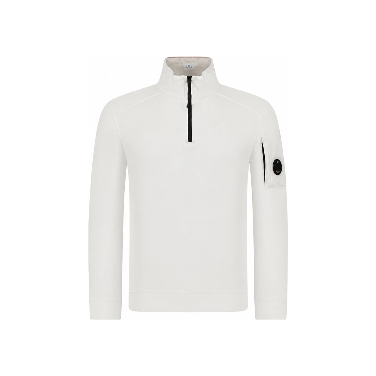 CP Company Lens Half-Zip Sweatshirt Men White Cotton