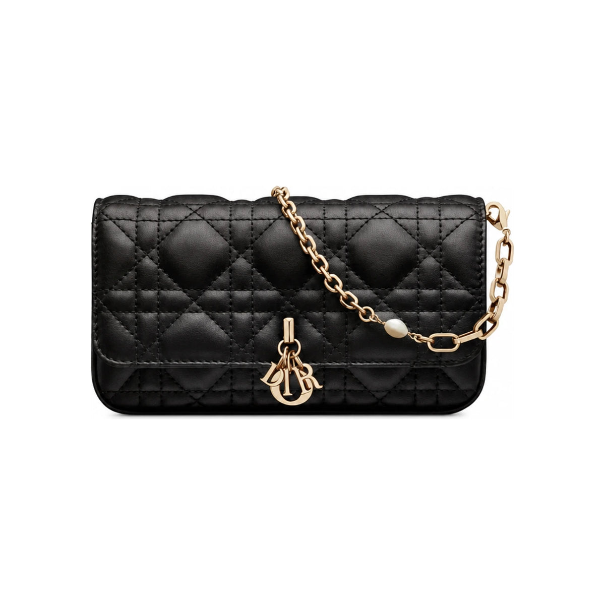 DIOR Lady Dior Phone Pouch My Dior Mini Crossbody Bag Black White