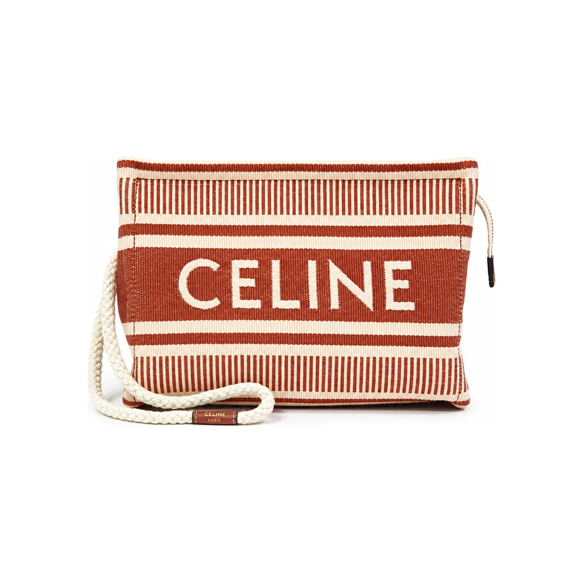 CELINE Women’s Stripe Text Pouch Clutch Bag Sienna 10M552FVV 28SI