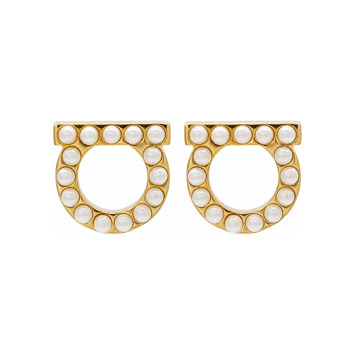 Ferragamo Gancini Crystal Pearl Earrings 76 0125 0696581