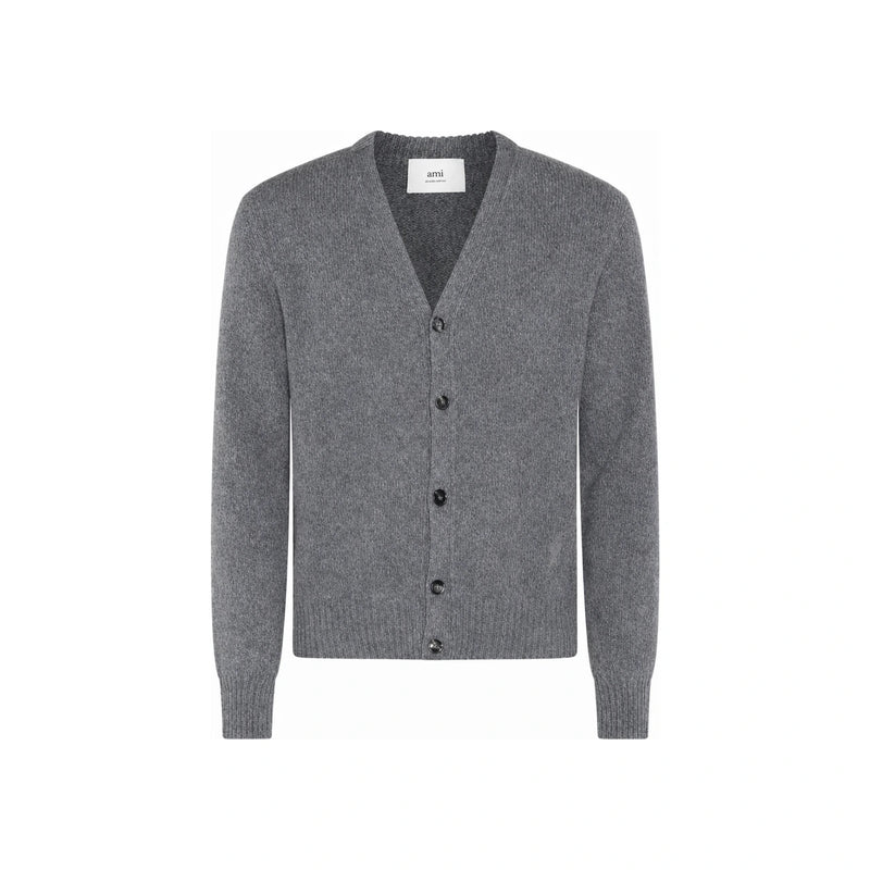 AMI Heart Logo Cashmere Wool Unisex Cardigan HKC127 005 055