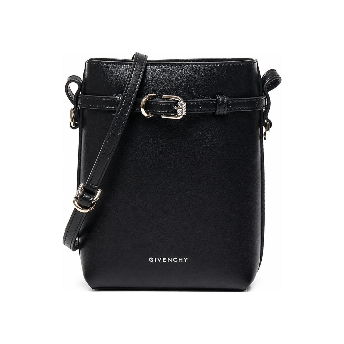 GIVENCHY Voyou Phone Pouch Shoulder Crossbody Bag Black Leather