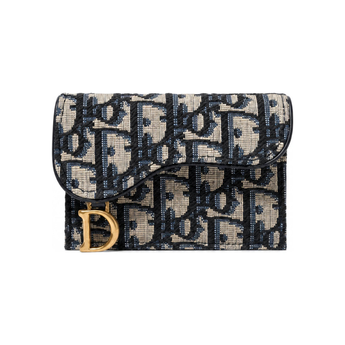 DIOR Oblique Saddle Navy Gray Card Holder S5611CTZQ