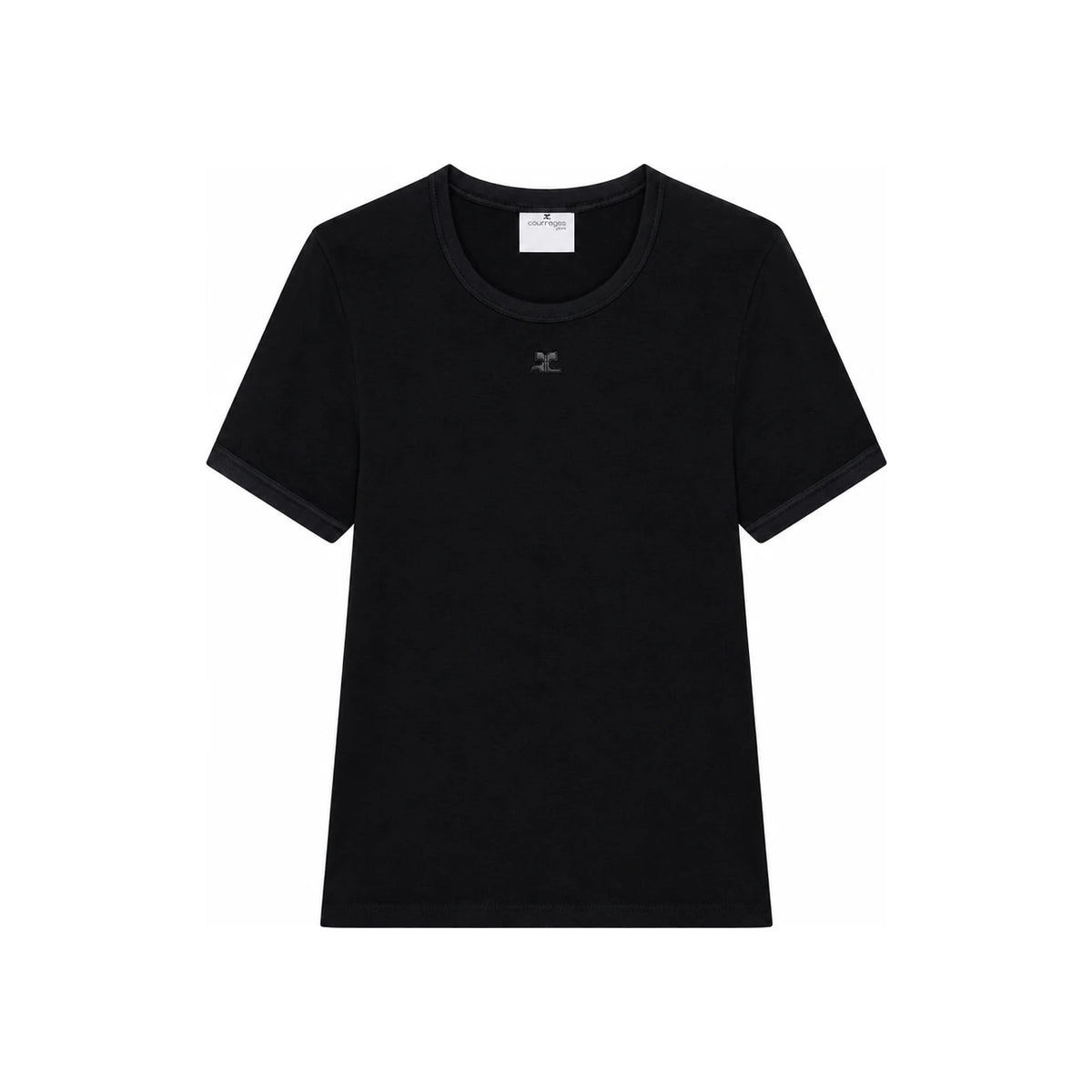 courreges Logo Embroidered Contrast T-Shirt Black 125JTS017JS0203 9999