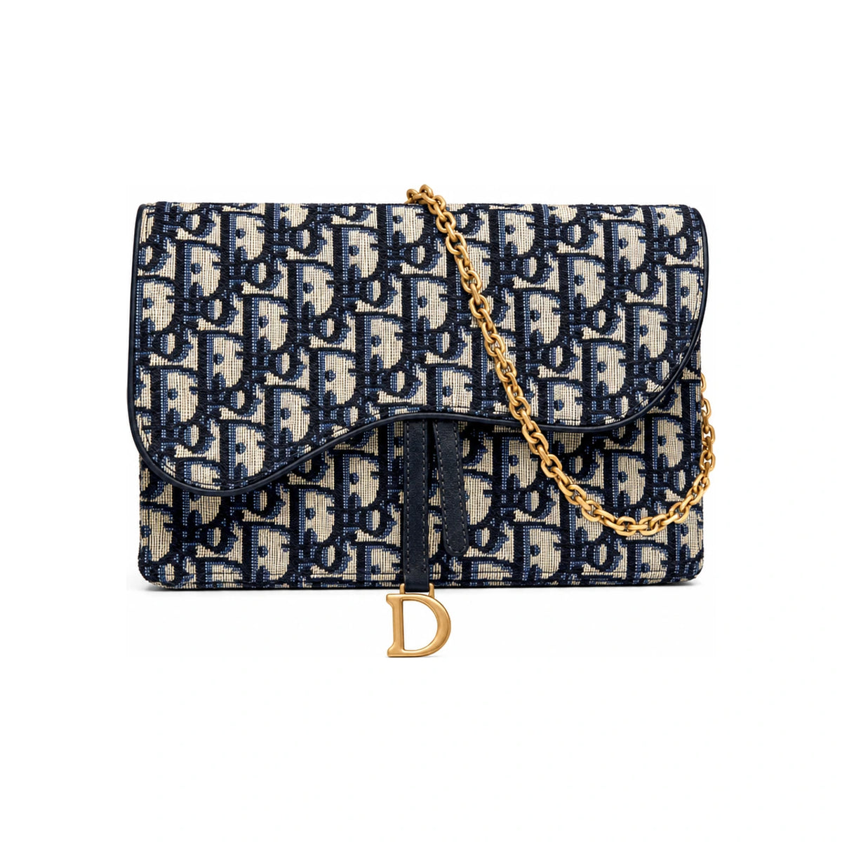 DIOR Oblique Saddle Flap Chain Crossbody Bag Clutch Pouch