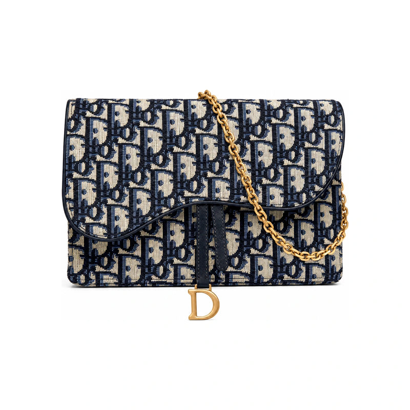 DIOR Oblique Saddle Flap Chain Crossbody Bag Clutch Pouch