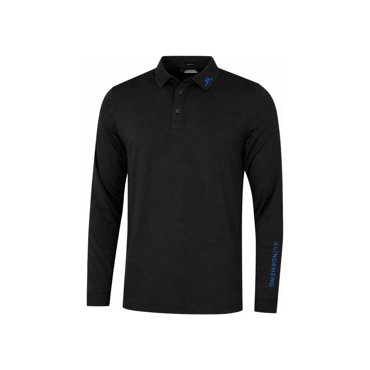 J LINDEBERG Tour Tech Embroidered Logo Black Melange Long Sleeve Polo