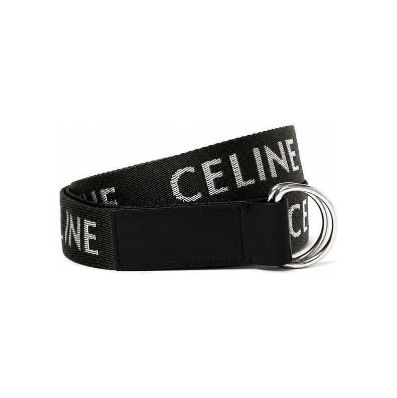 CELINE Logo Strap Ring Medium Belt Black