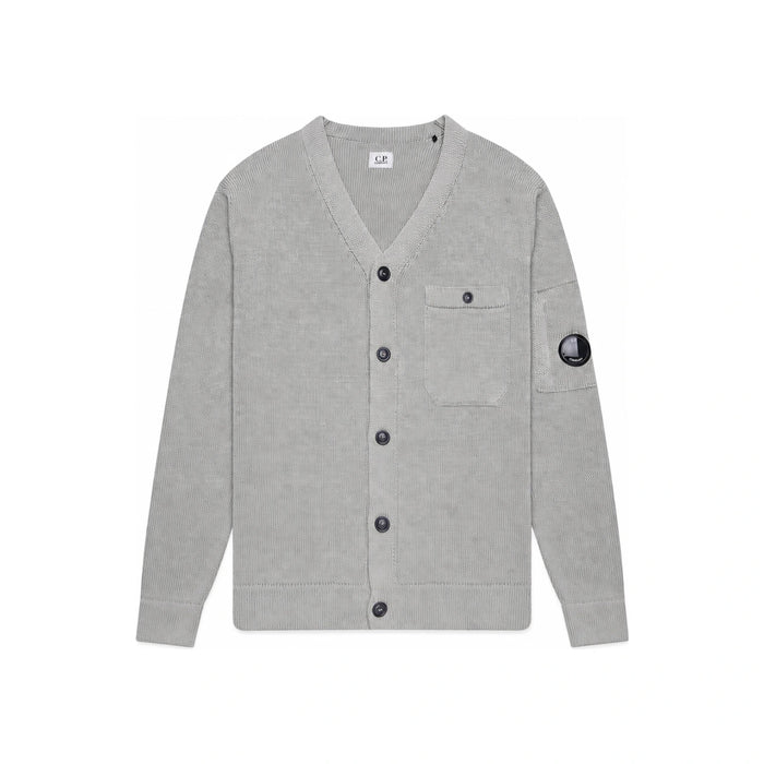 CP Company V-Neck Lens Patch Cardigan Men’s Knit Gray