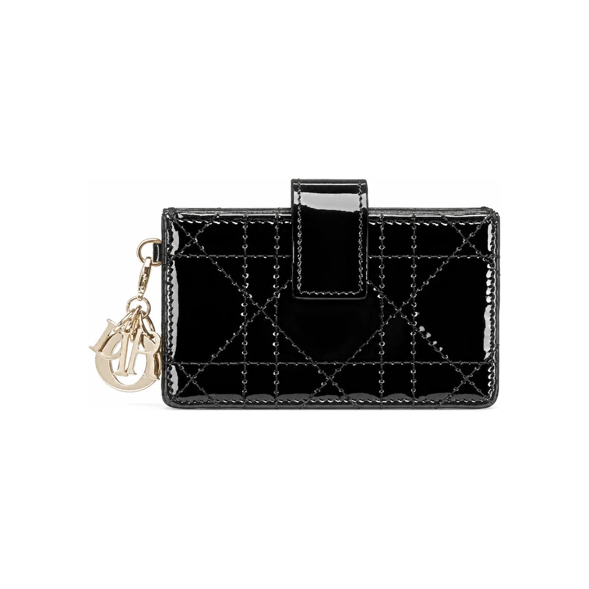 DIOR Lady Dior 5-Pocket Card Holder Black Leather Wallet