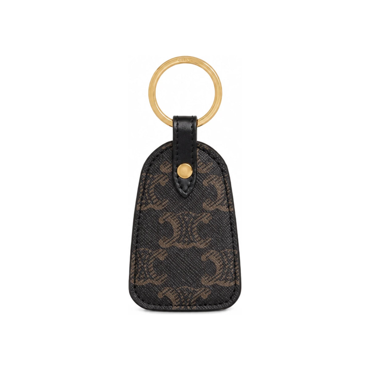 CELINE Triomphe Canvas Calfskin Key Holder Black 10D362BT8 38NO