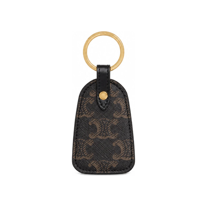 CELINE Triomphe Canvas Calfskin Key Holder Black 10D362BT8 38NO