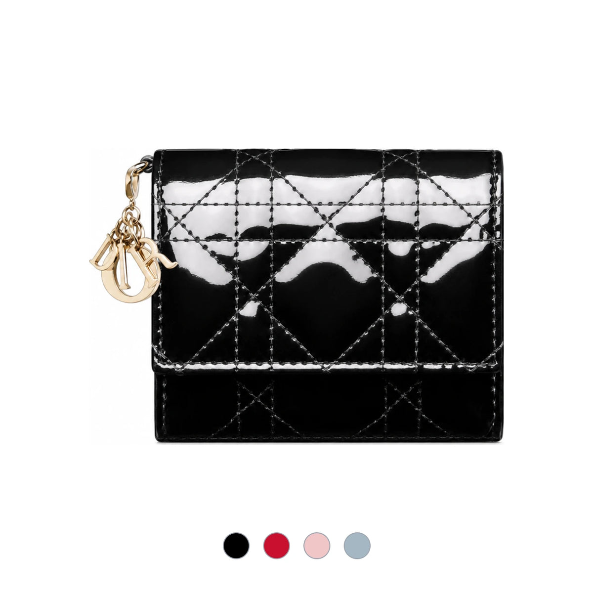 DIOR Lady Dior Lotus Patent Lambskin Women's Compact Wallet S0181OVRB