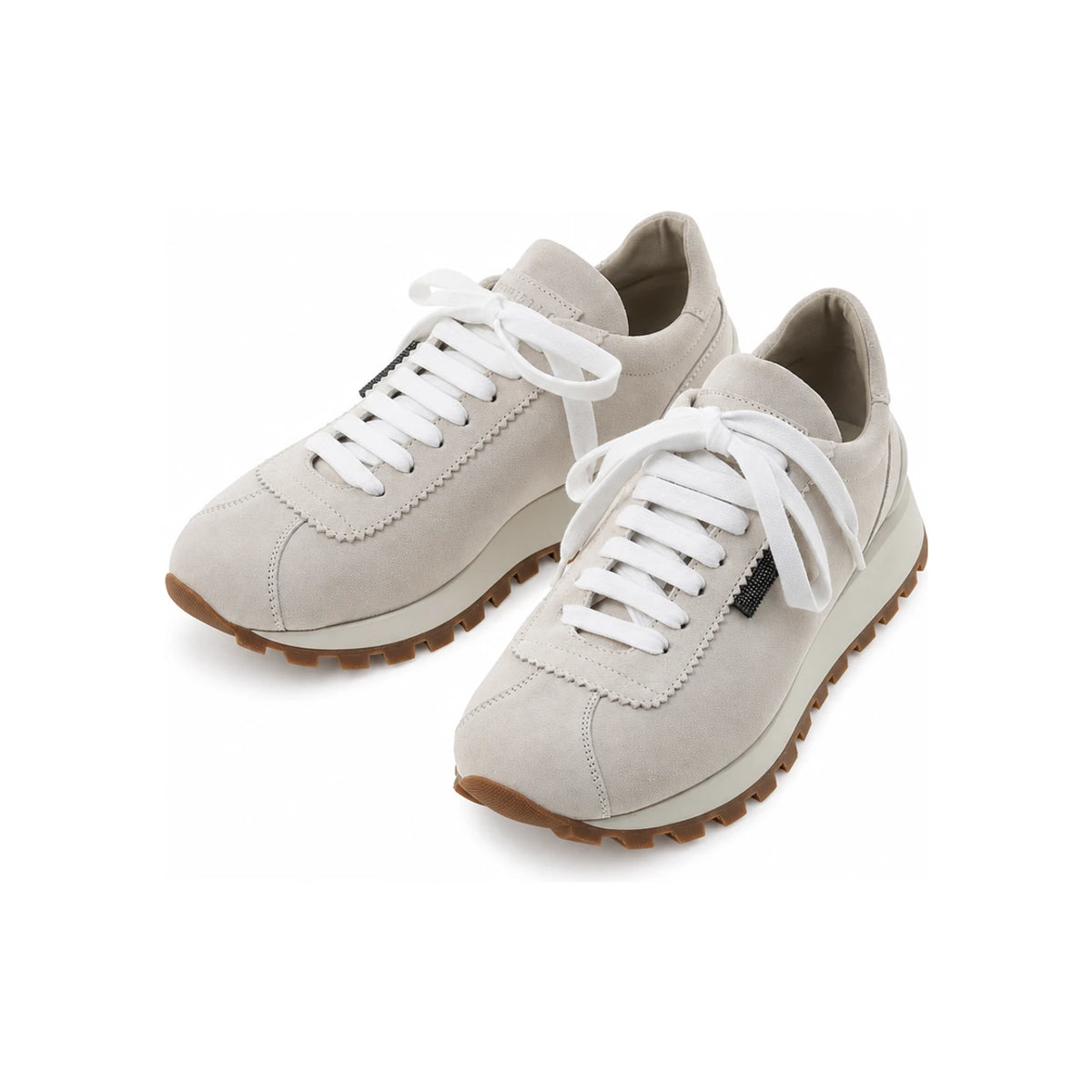 Brunello Cucinelli Shiny Tab Leather Low Top Sneakers Women’s MZSFG2110 C159