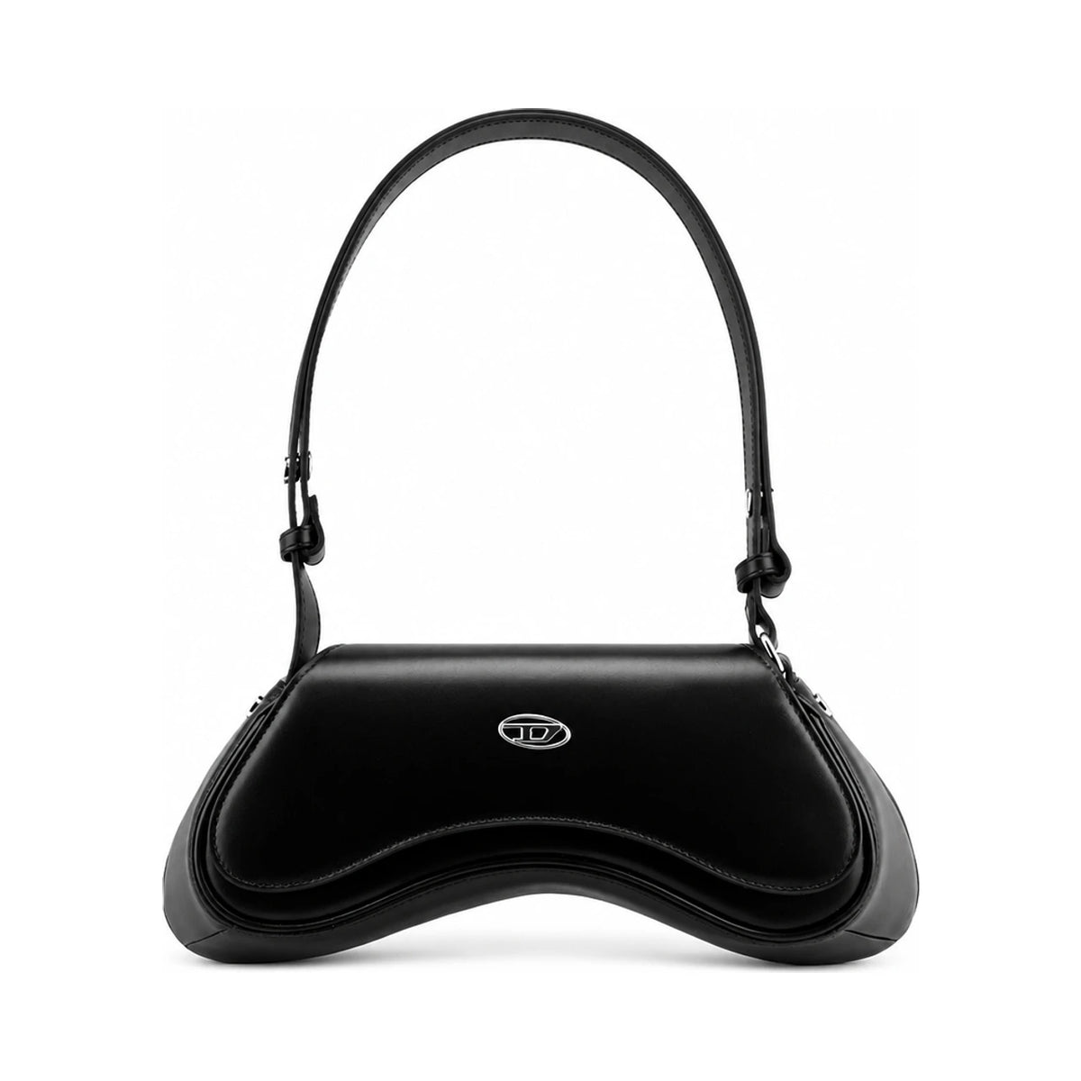 DIESEL Play Logo Leather Shoulder Bag Black X10221 PR227 T8013