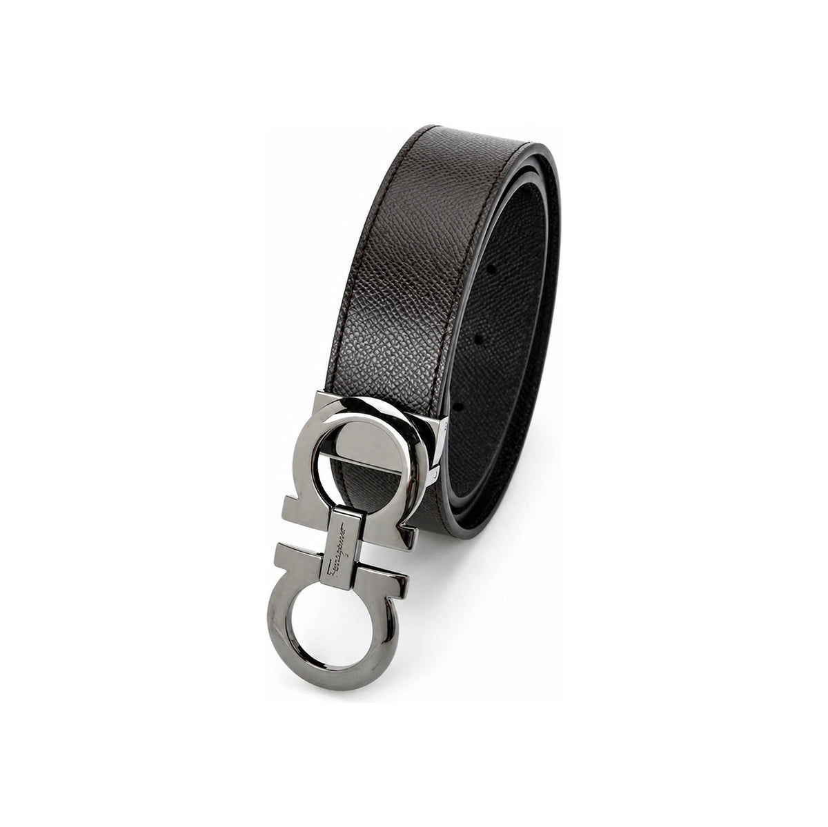 Ferragamo Men’s Leather Gancini Belt 675542 689112
