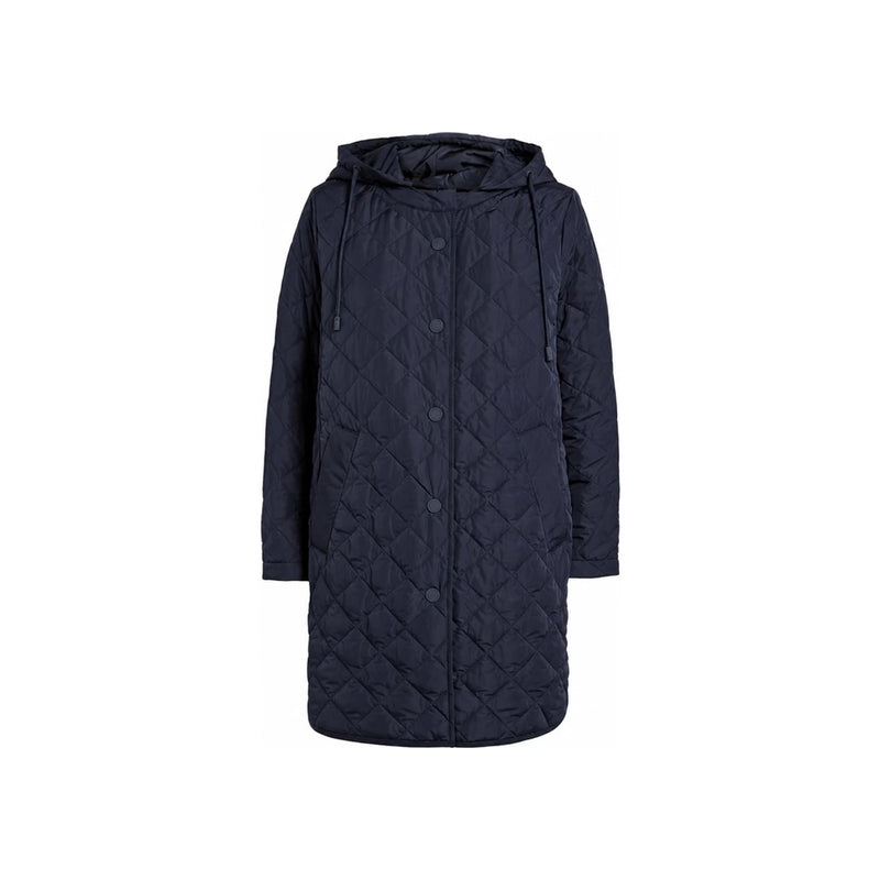 Max Mara Quilted Hooded Jacket Navy