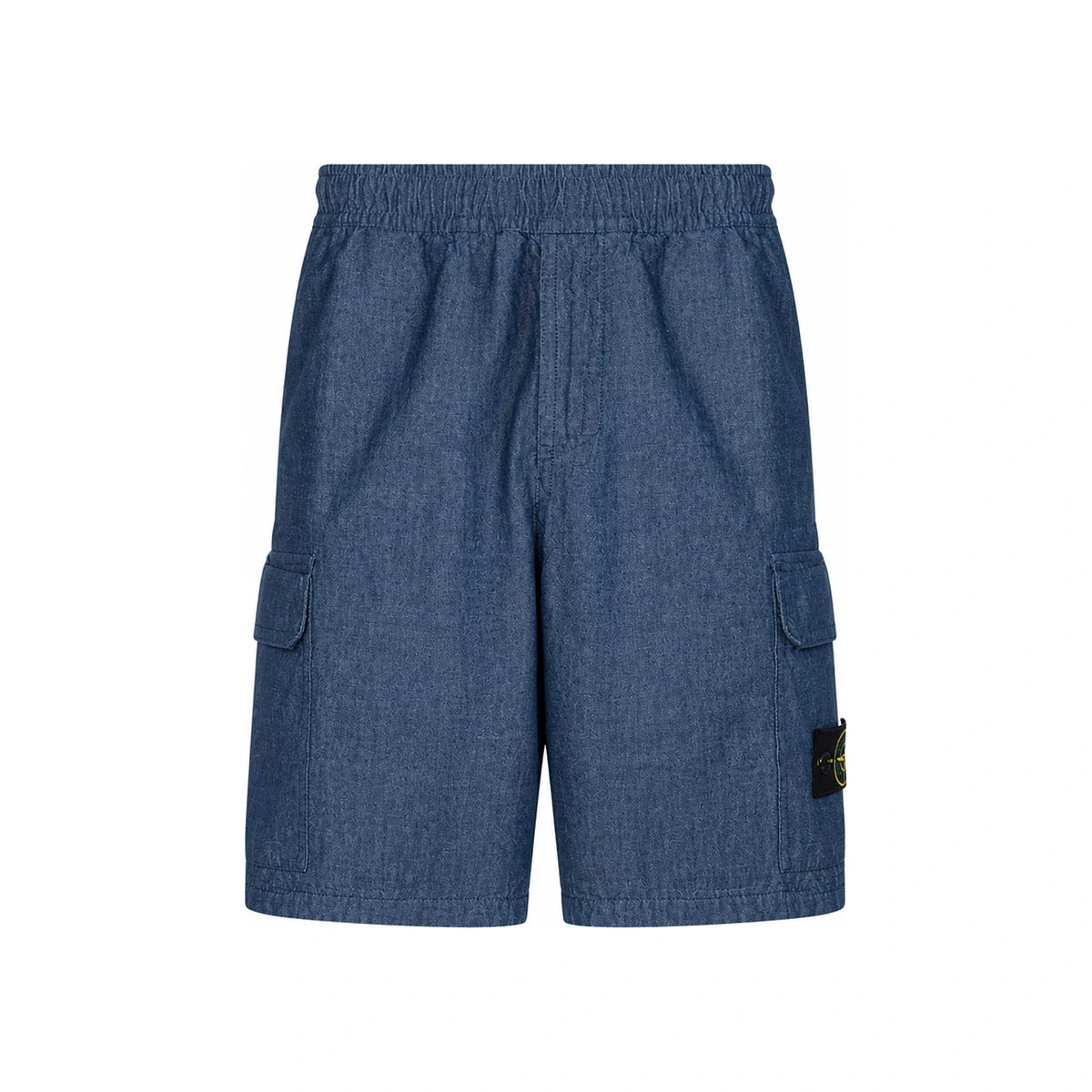 STONE ISLAND Washed Denim Cargo Training Shorts with Patch