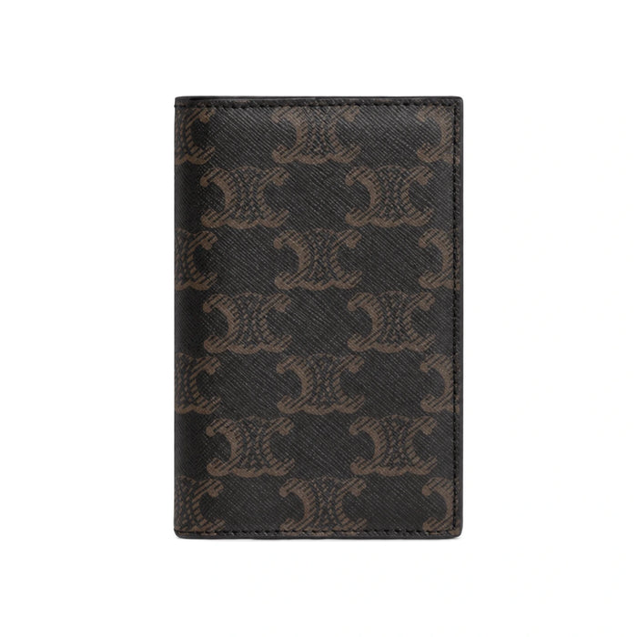CELINE Triomphe Canvas Vertical Card Holder Wallet Silver