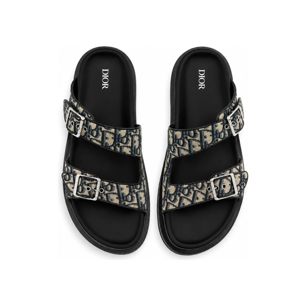 DIOR Aqua Strap Sandals Oblique Beige Black Unisex