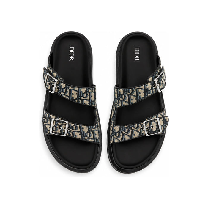 DIOR Aqua Strap Sandals Oblique Beige Black Unisex