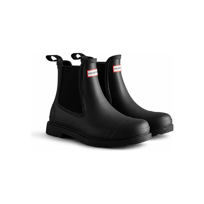 HUNTER Black Rubber Rain Boots for Men MFS9016RMABLK