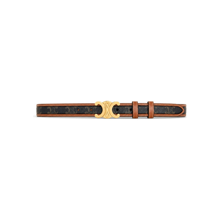 CELINE Medium 25mm Triomphe Belt Triomphe Canvas Calfskin Tan 45B422AES 04LU