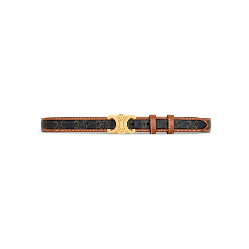 CELINE Medium 25mm Triomphe Belt Triomphe Canvas Calfskin Tan 45B422AES 04LU
