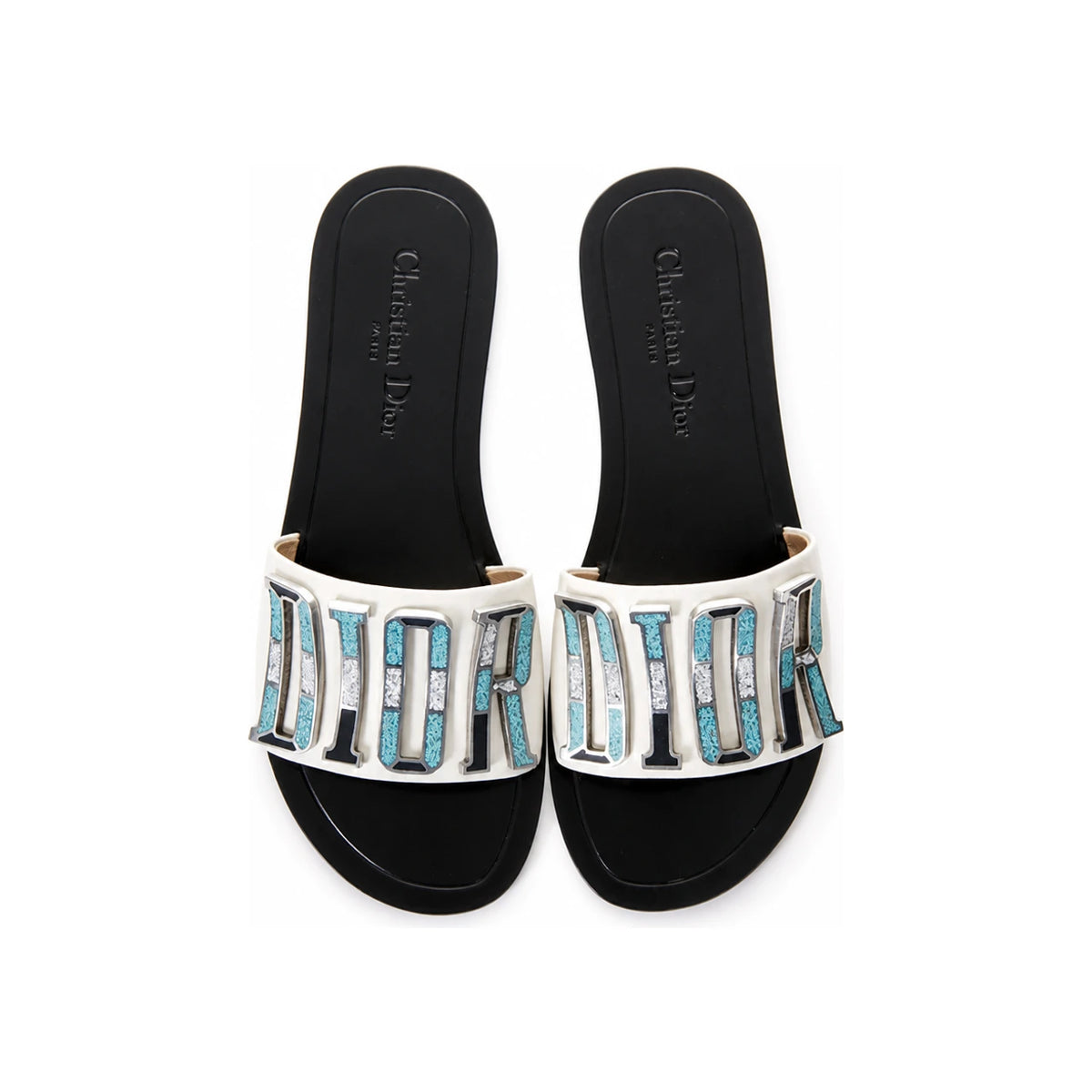 DIOR Metal Logo Mule Slippers White KCF155VEAS 03W
